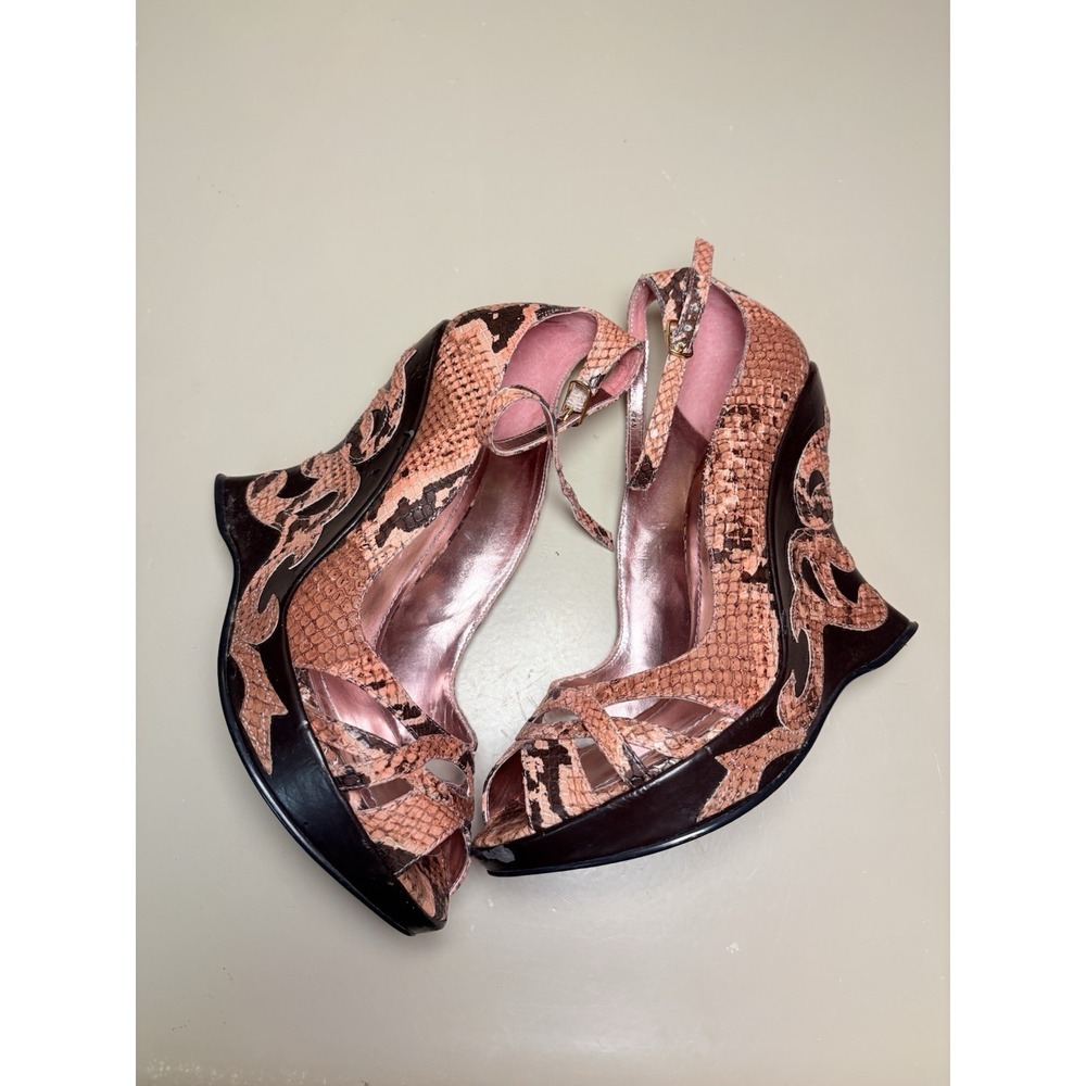 Y2K Vintage Baby Phat Pink Snake Skin Wedge Heel Rare